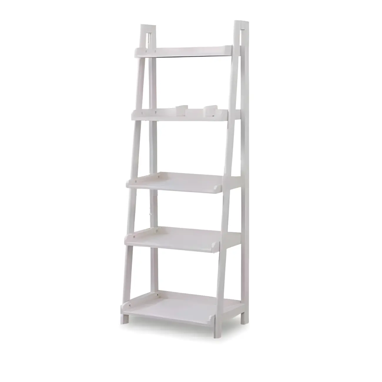 Simple 5-Tier Ash Wood Open Ladder Bookcase Image - 12 | homeyfad
