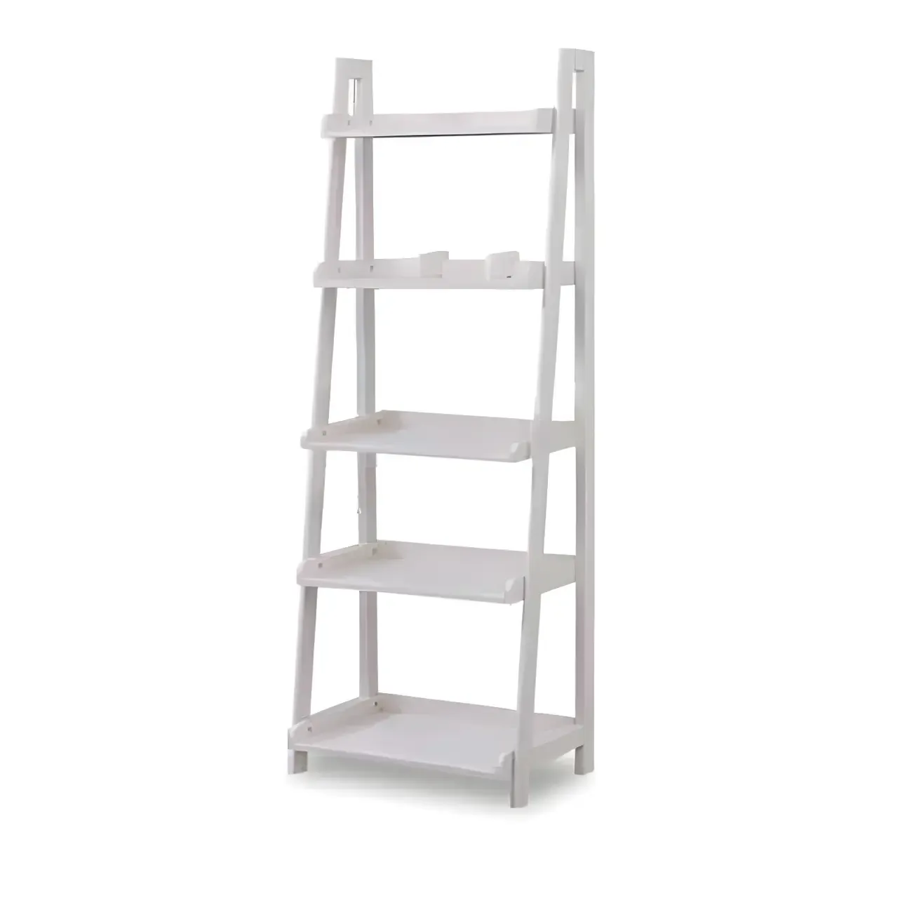 Simple 5-Tier Ash Wood Open Ladder Bookcase Image - 12