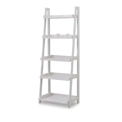 Simple 5-Tier Ash Wood Open Ladder Bookcase Image - 12