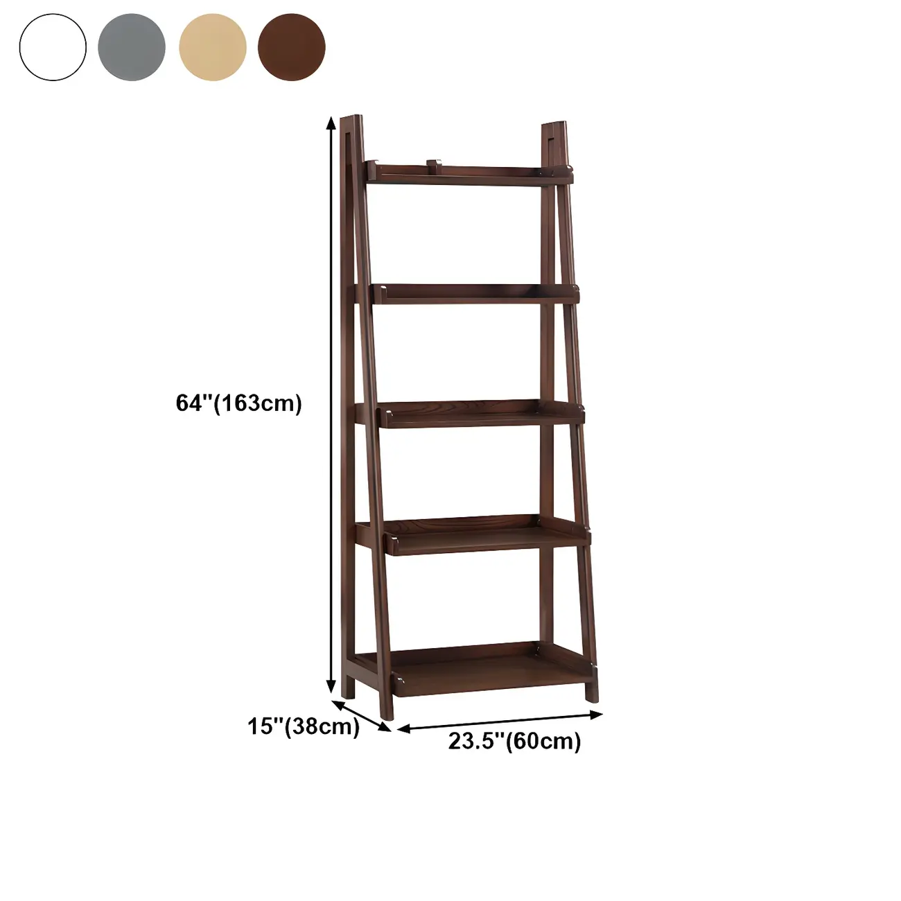 Simple 5-Tier Ash Wood Open Ladder Bookcase #size | homeyfad
