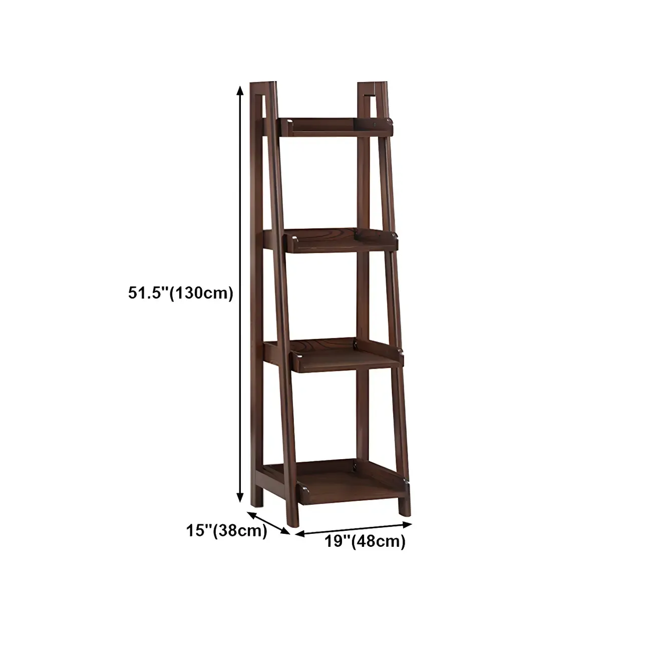 Simple 5-Tier Ash Wood Open Ladder Bookcase Image - 16