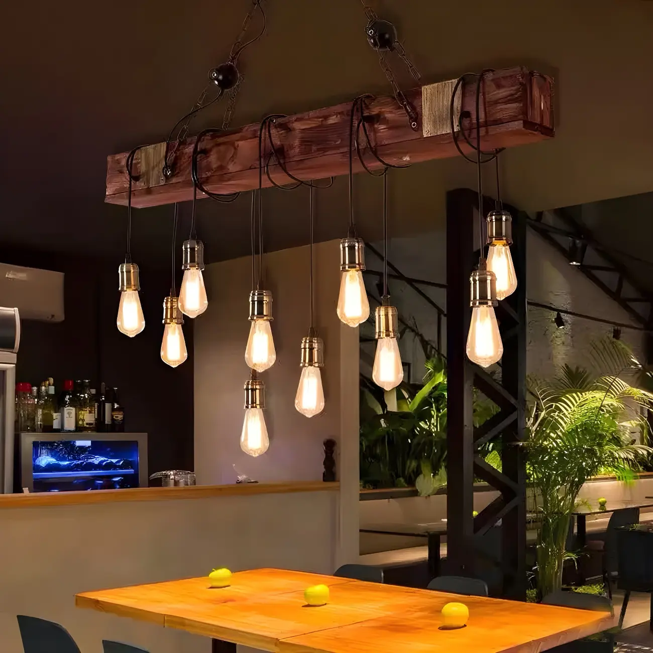 Industrial Brown Wood Large Island Hanging Light Image - 2 | homeyfad