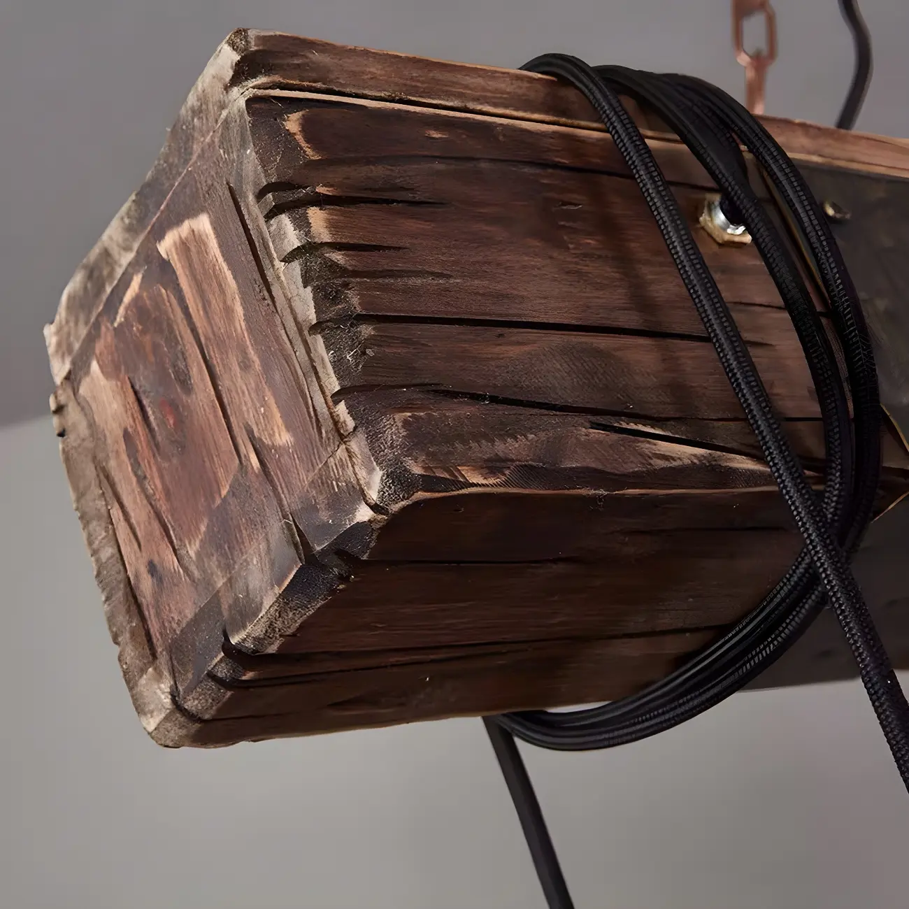 Industrial Brown Wood Large Island Hanging Light Image - 4 | homeyfad