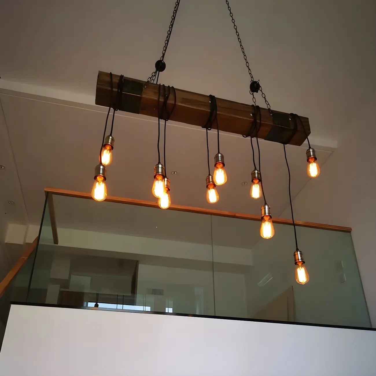 Industrial Brown Wood Large Island Hanging Light Image - 12 | homeyfad