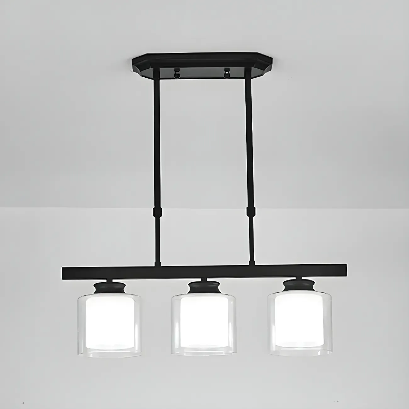 Modern Glass Cylinder Island Pendant Light for Kitchen Image - 3
