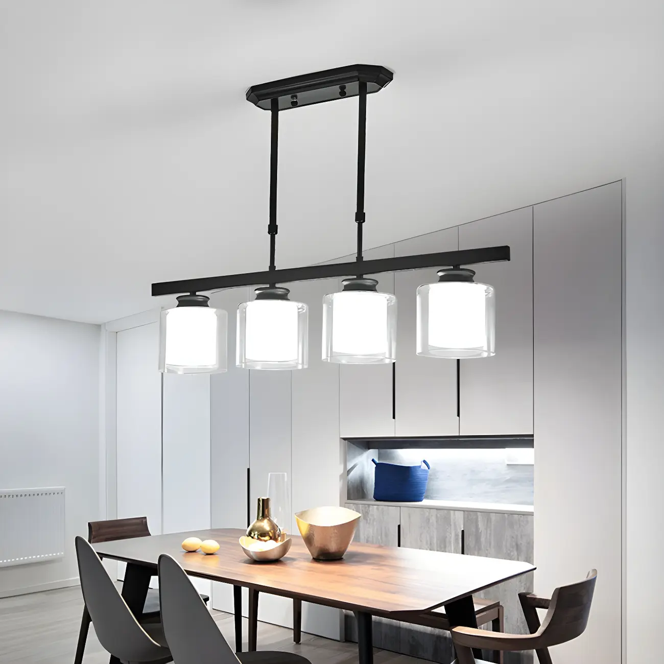 Modern Glass Cylinder Island Pendant Light for Kitchen Image - 5 | homeyfad