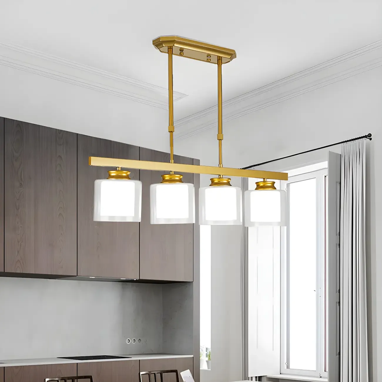 Modern Glass Cylinder Island Pendant Light for Kitchen Image - 2