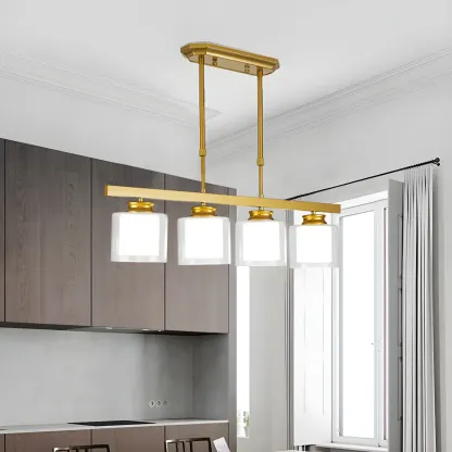 Modern Glass Cylinder Island Pendant Light for Kitchen Image - 2