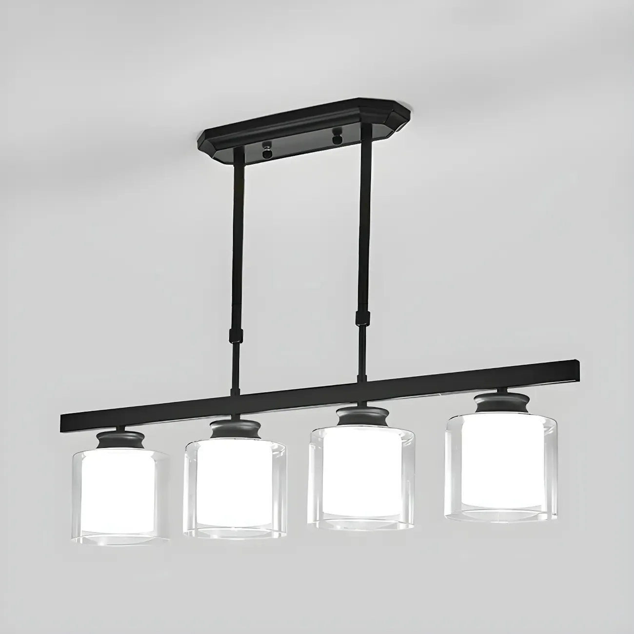 Modern Glass Cylinder Island Pendant Light for Kitchen Image - 16