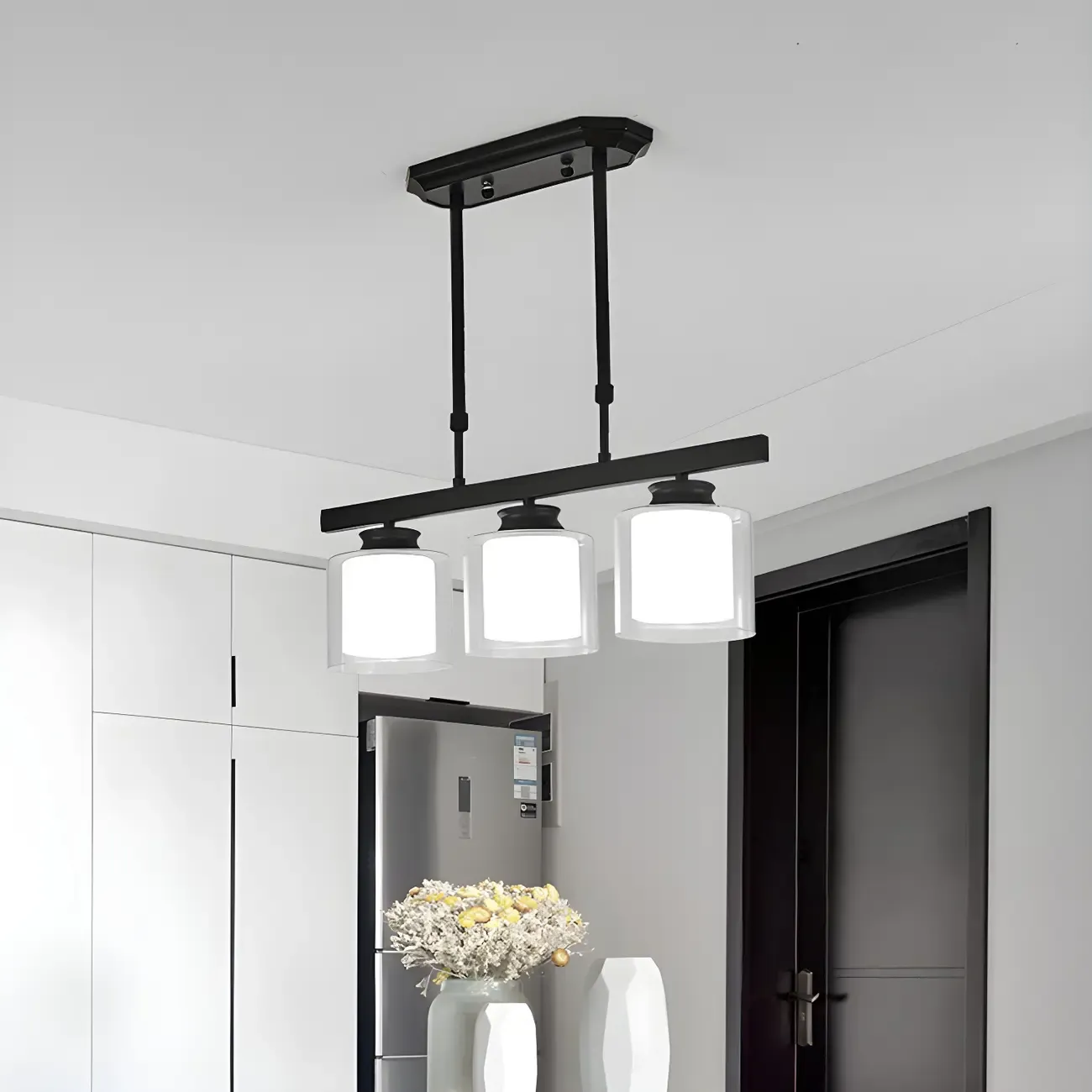 Modern Glass Cylinder Island Pendant Light for Kitchen Image - 20