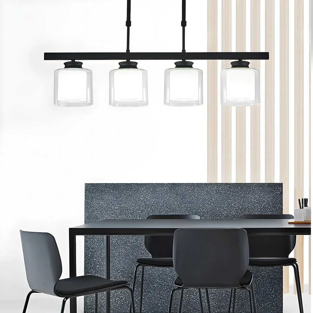 Modern Glass Cylinder Island Pendant Light for Kitchen Image - 21