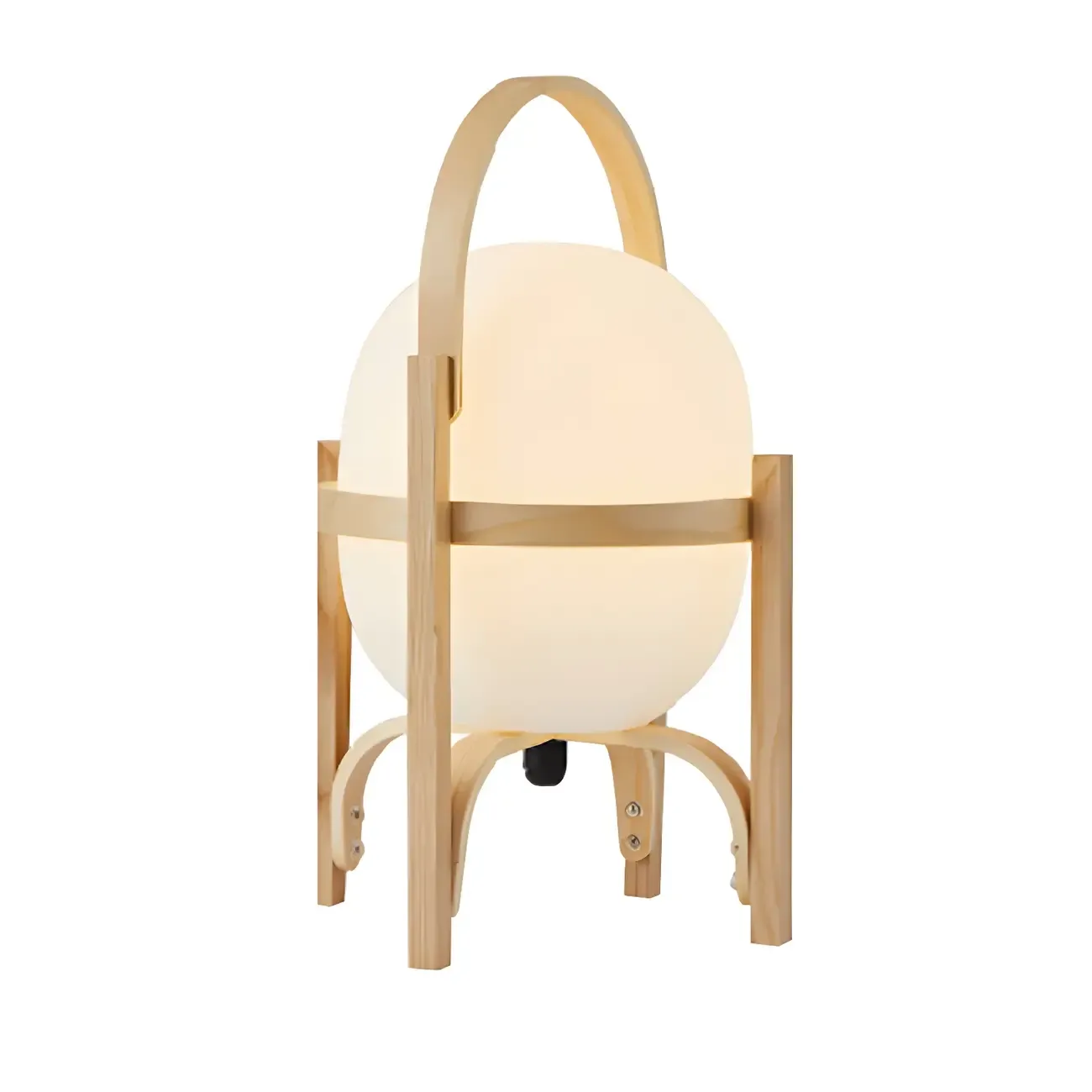 Geometric Plug In Wood Frame LED Table Lamp for Bedroom Image - 6