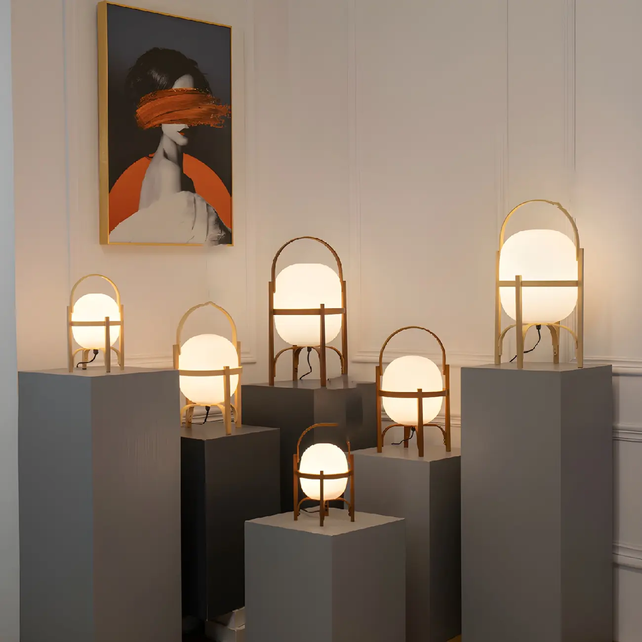 Geometric Plug In Wood Frame LED Table Lamp for Bedroom Image - 5 | homeyfad