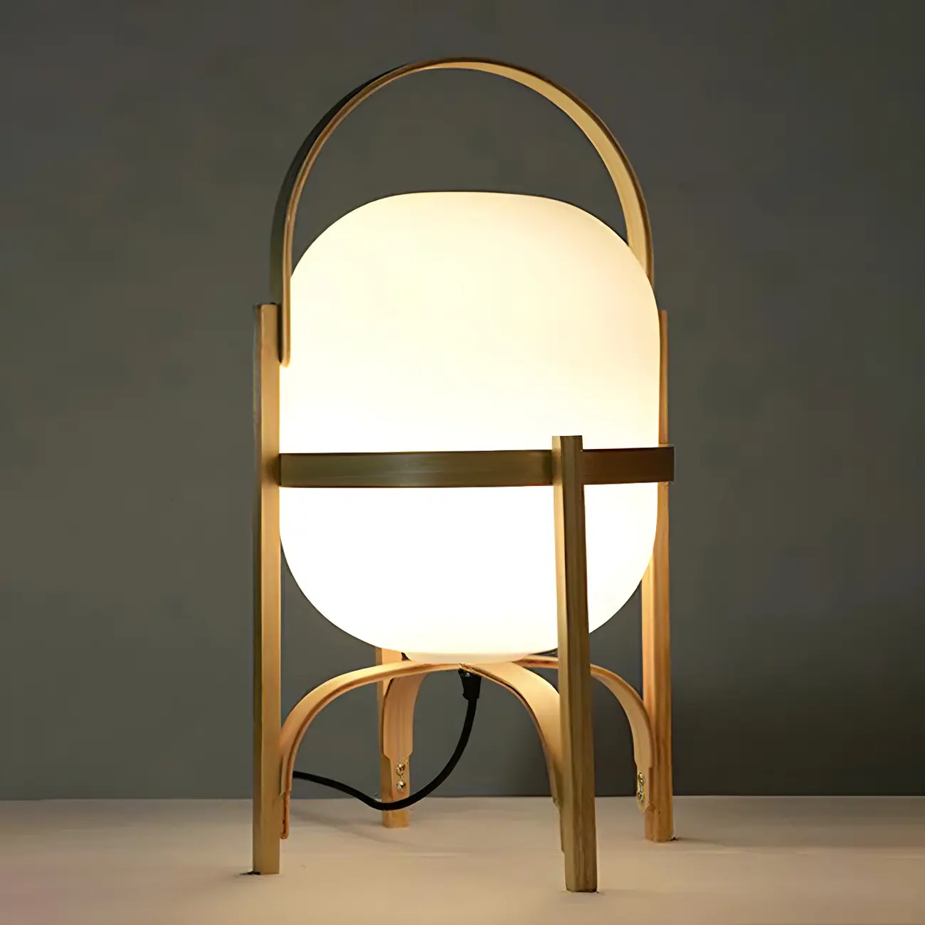 Geometric Plug In Wood Frame LED Table Lamp for Bedroom Image - 2 | homeyfad