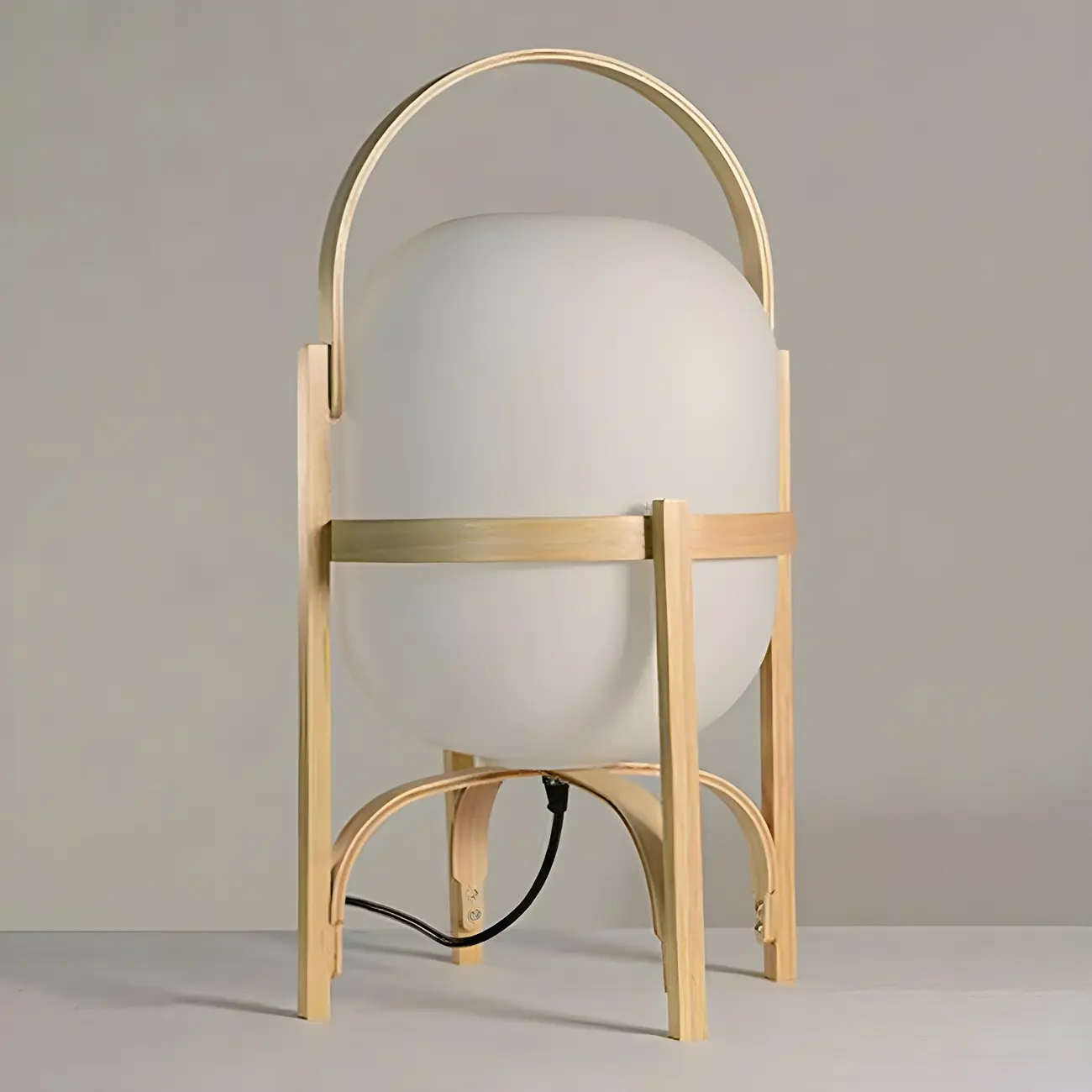 Geometric Plug In Wood Frame LED Table Lamp for Bedroom Image - 9 | homeyfad