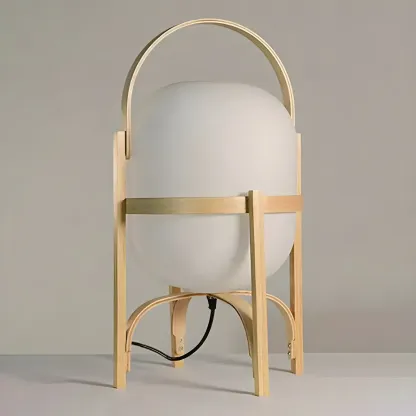 Geometric Plug In Wood Frame LED Table Lamp for Bedroom Image - 9