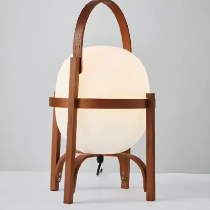 Geometric Plug In Wood Frame LED Table Lamp for Bedroom Image - 10