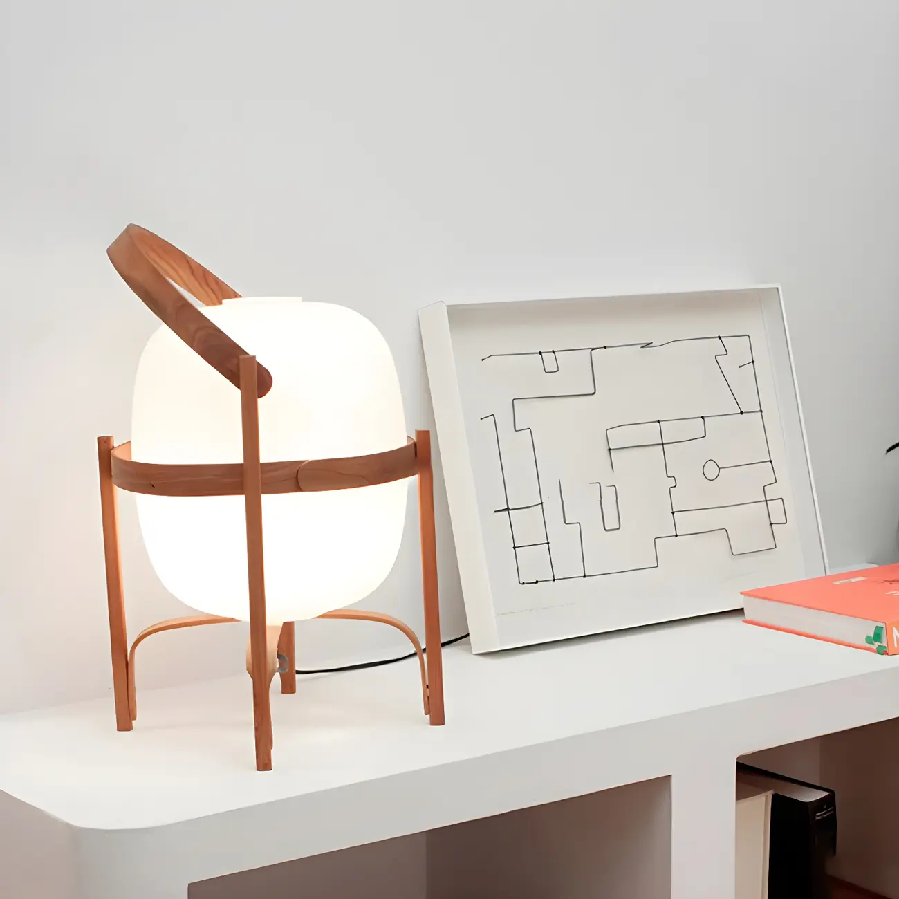 Geometric Plug In Wood Frame LED Table Lamp for Bedroom Image - 16 | homeyfad