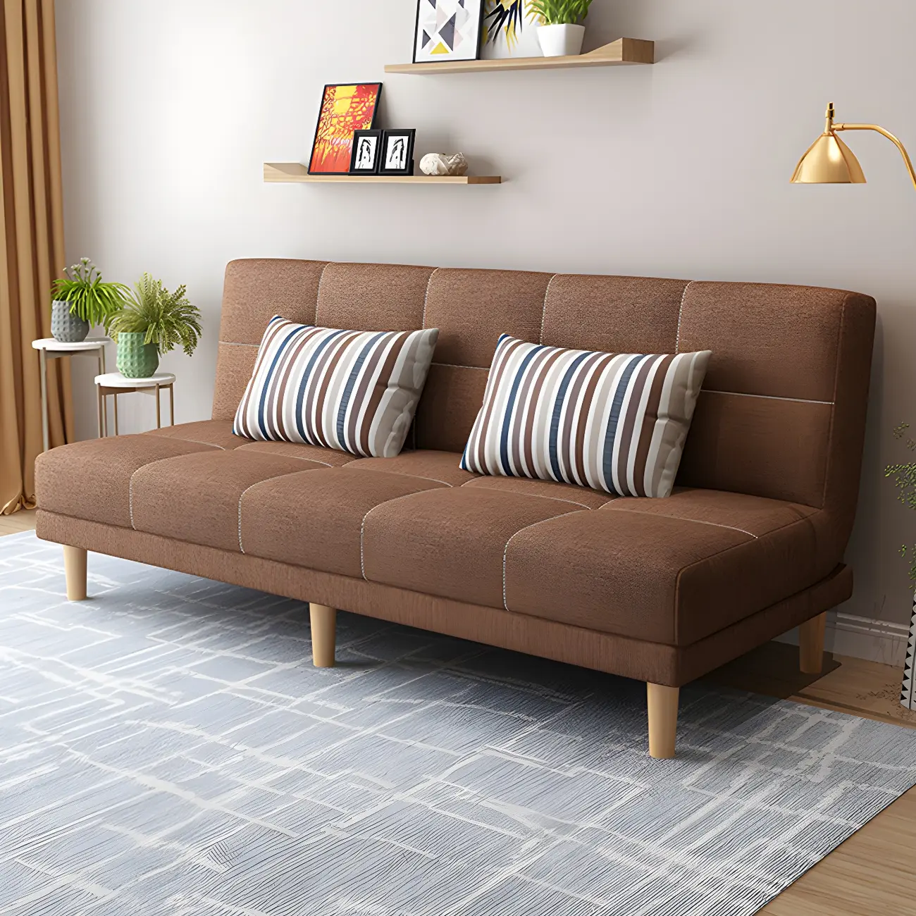 Modern Convertible Armless Sofa in Faux Leather Image - 1 | homeyfad