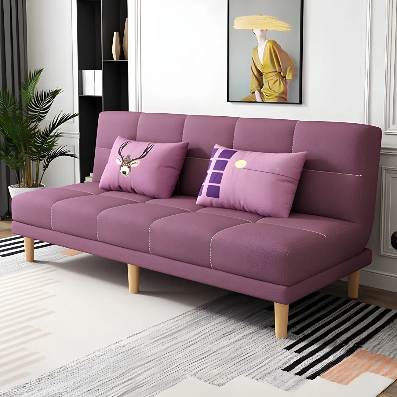 Modern Convertible Armless Sofa in Faux Leather Image - 2 | homeyfad