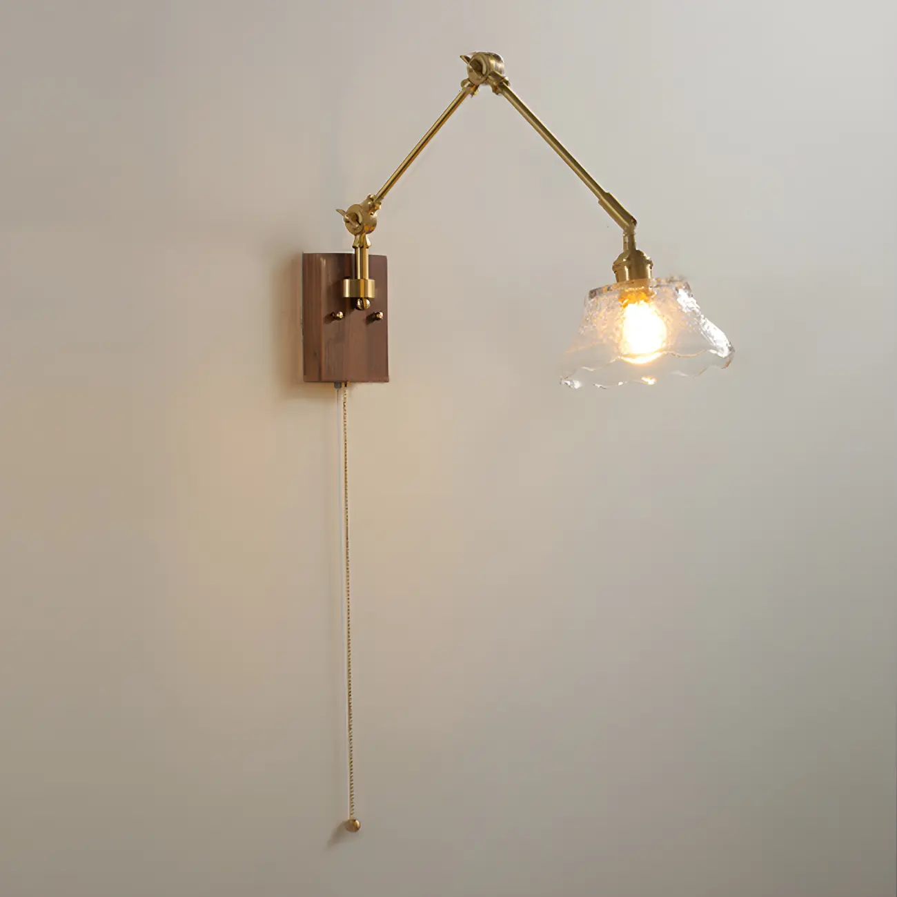 Vintage Gold Swing Arm Wall Light with Pull Chain Switch Image - 6 | homeyfad