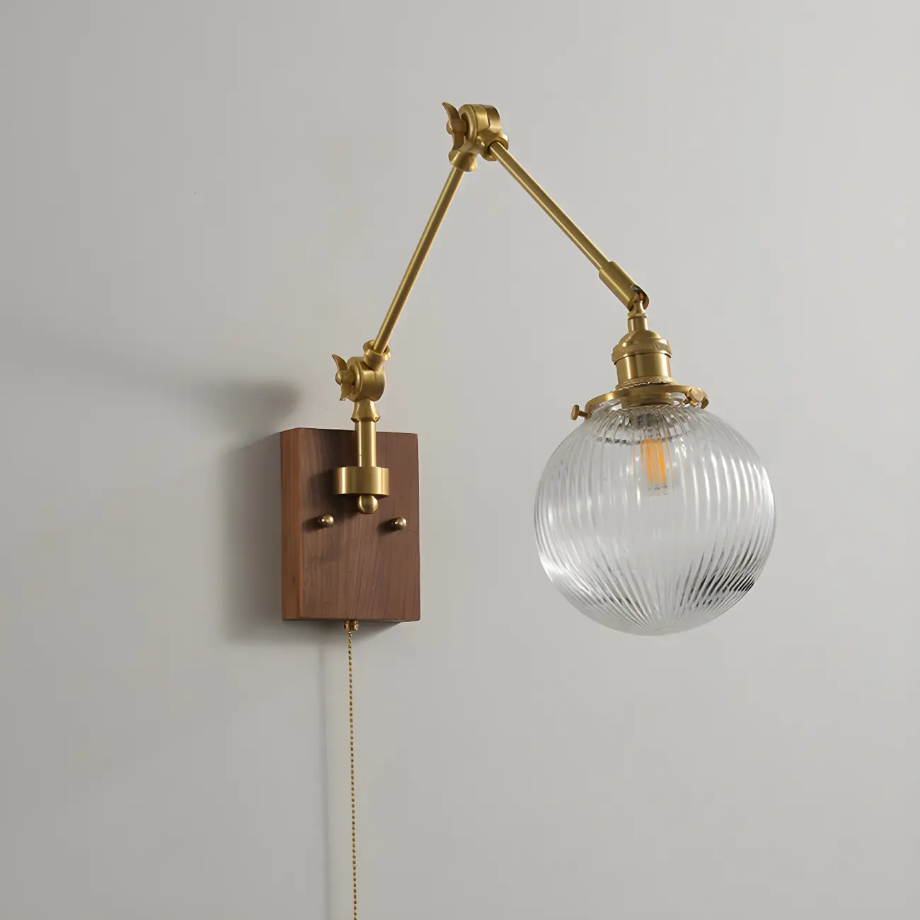 Vintage Gold Swing Arm Wall Light with Pull Chain Switch Image - 9 | homeyfad