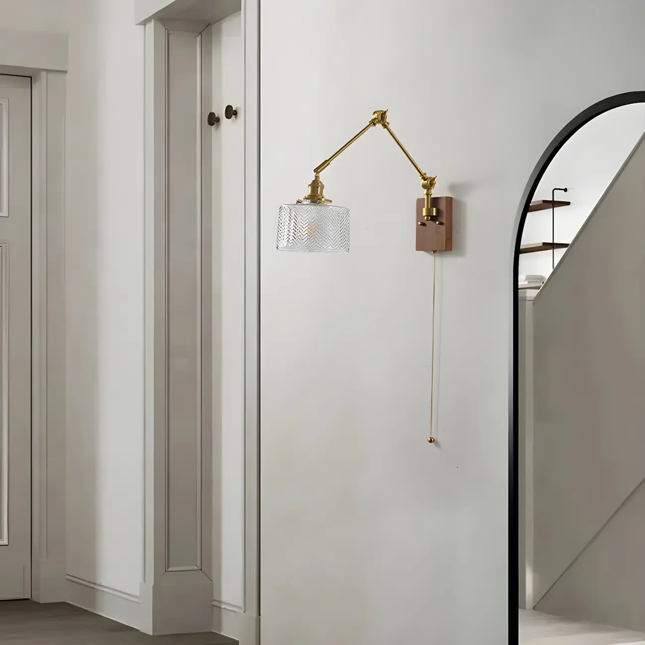 Vintage Gold Swing Arm Wall Light with Pull Chain Switch Image - 10 | homeyfad