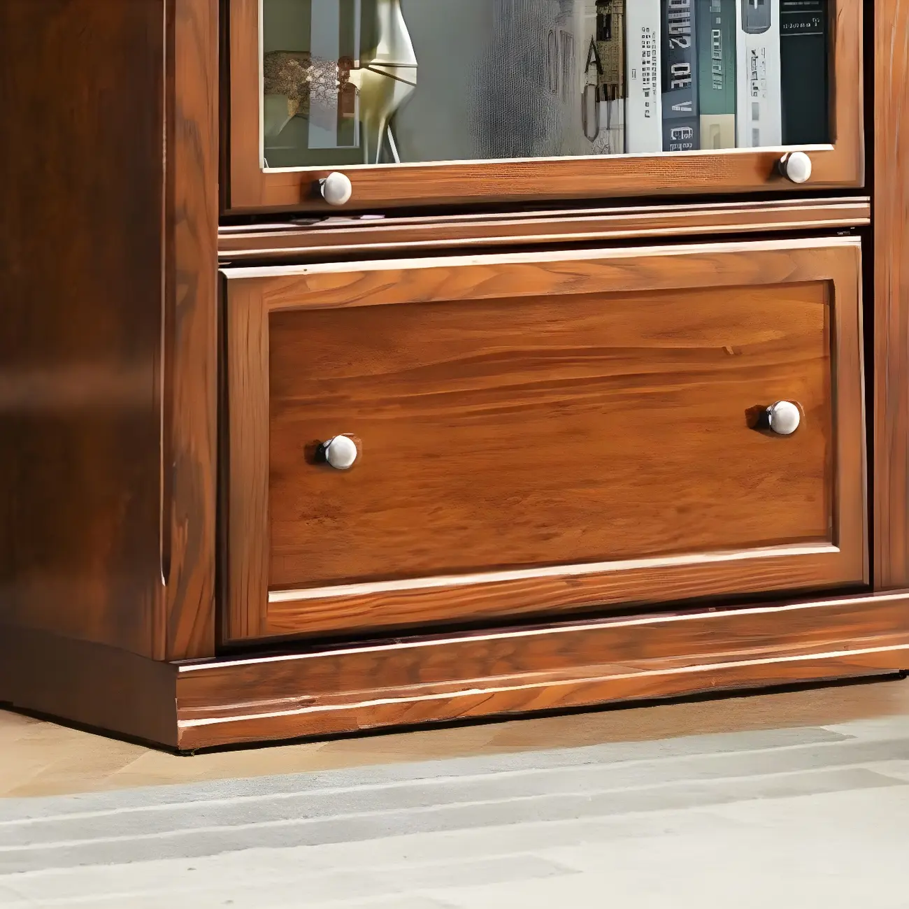 Modern Wood Brown Barrister Bookcase with Glass Doors Image - 10 | homeyfad