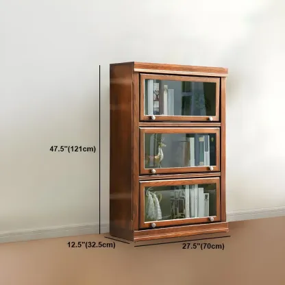Modern Wood Brown Barrister Bookcase with Glass Doors Image - 12