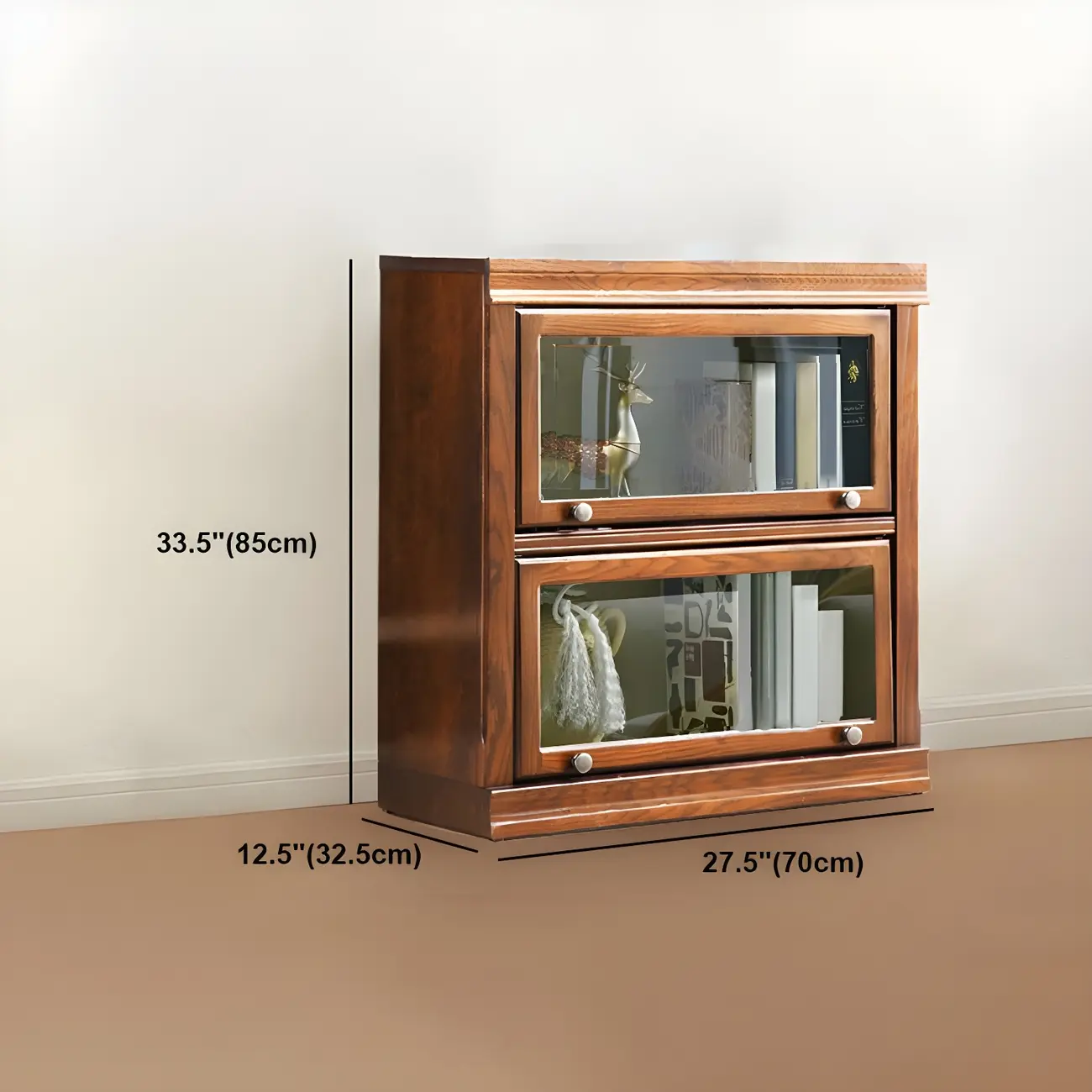 Modern Wood Brown Barrister Bookcase with Glass Doors Image - 16 | homeyfad