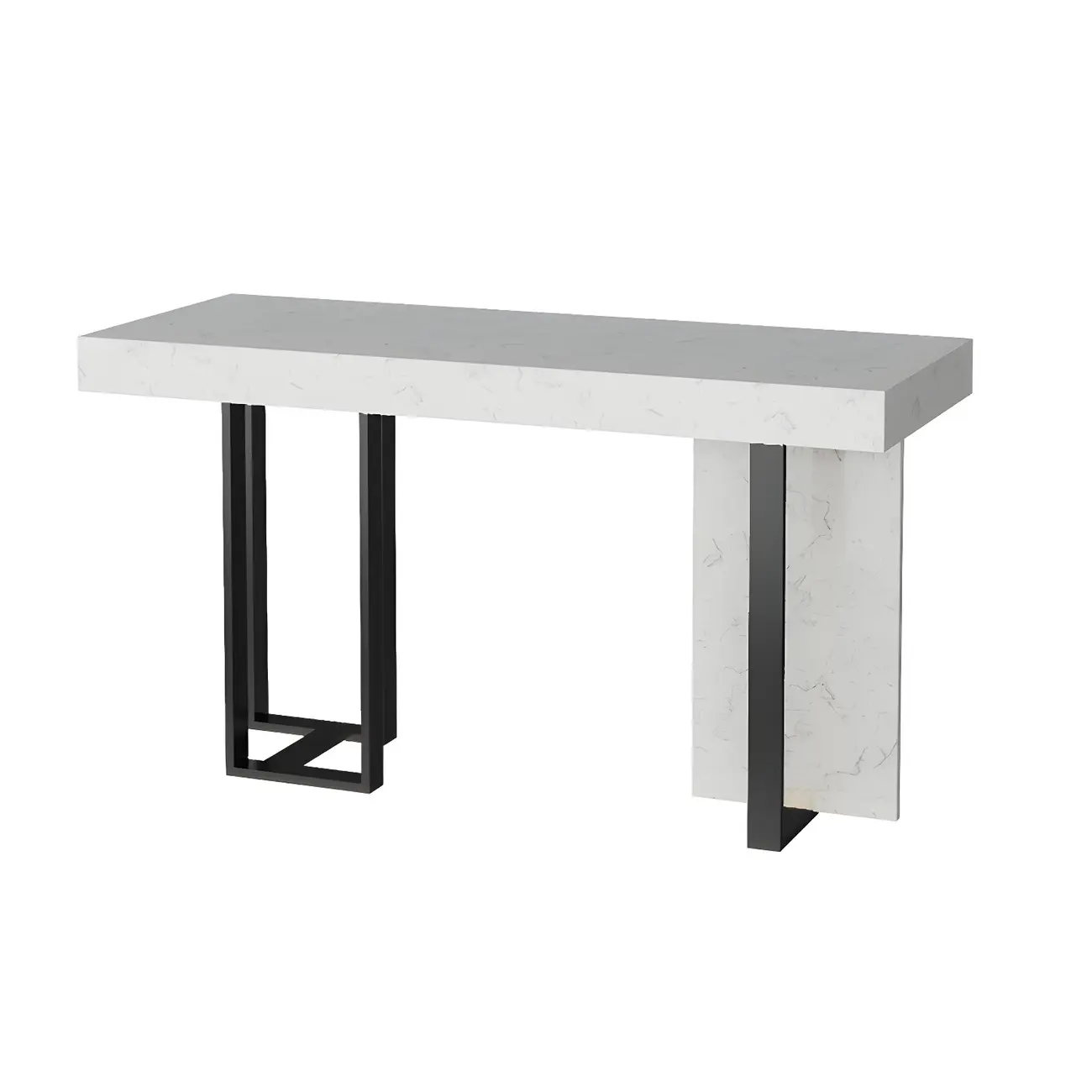 Rectangle White Marble Top Iron Base Dining Bar Table Image - 2 | homeyfad
