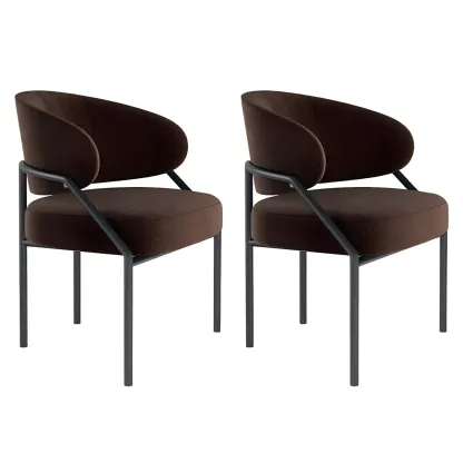 Contemporary Gray Upholstered Dining Chair Metal Frame Image - 9