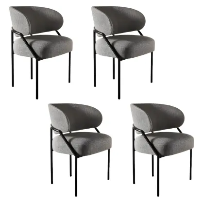 Contemporary Gray Upholstered Dining Chair Metal Frame Image - 17