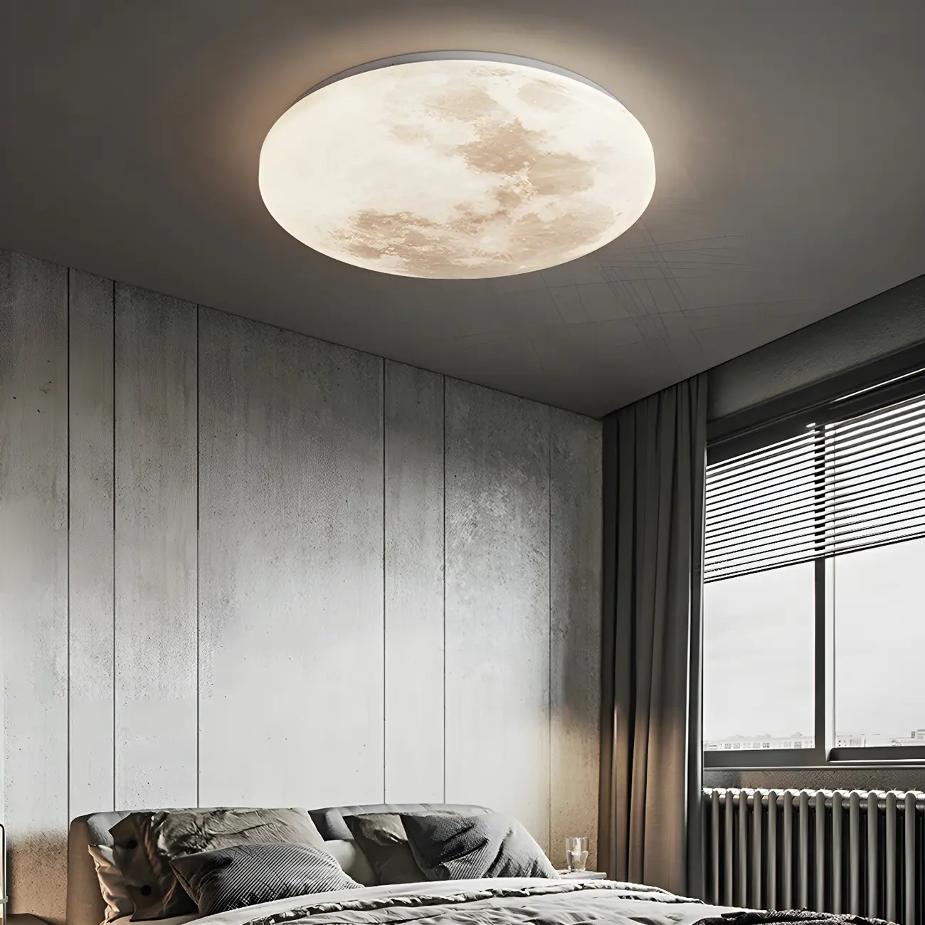 Modern Moon Design Dimmable LED Flush Mount Ceiling Light | homeyfad