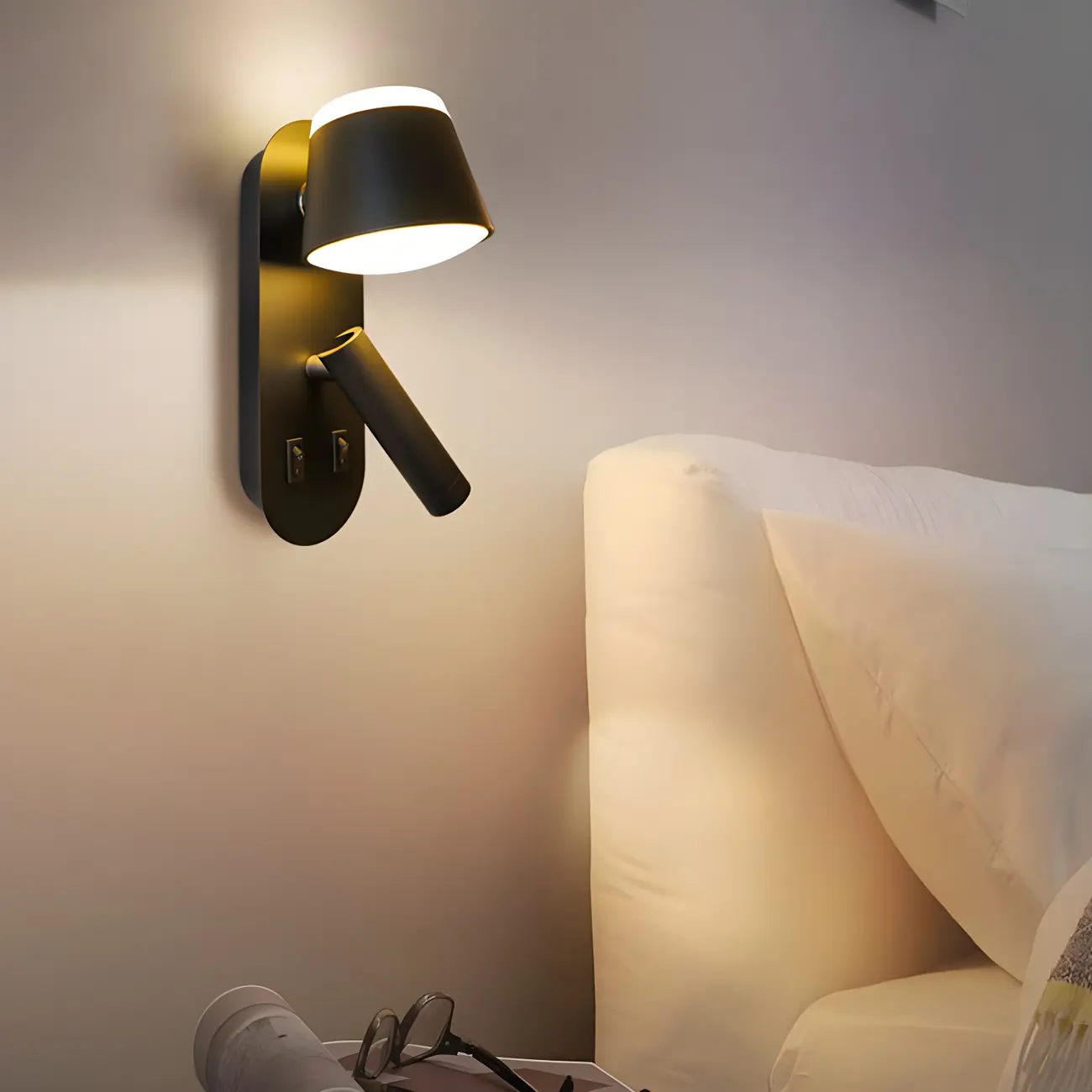 Modern Geometric Metal Wall Light for Bedroom Reading Image - 2 | homeyfad