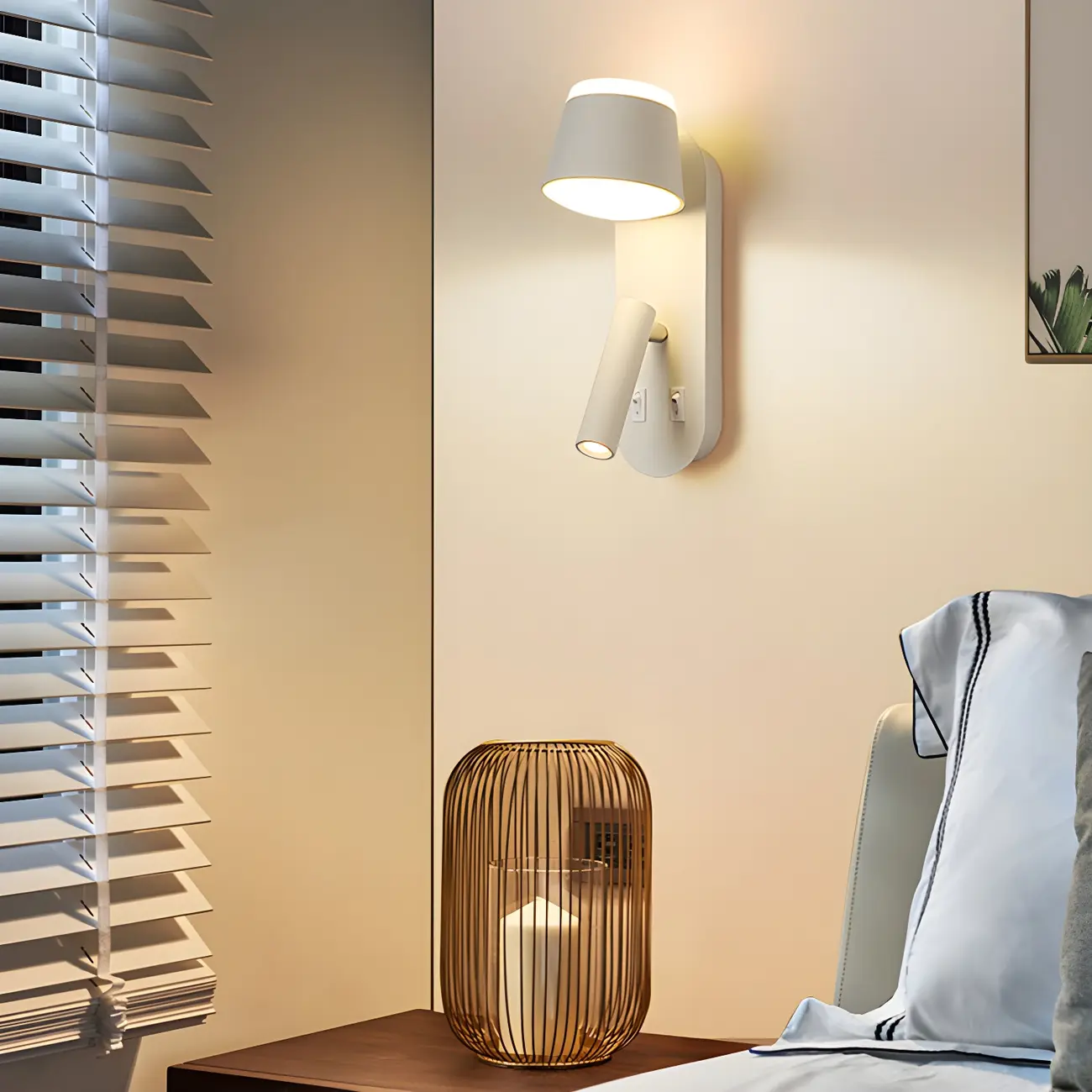 Modern Geometric Metal Wall Light for Bedroom Reading Image - 3 | homeyfad