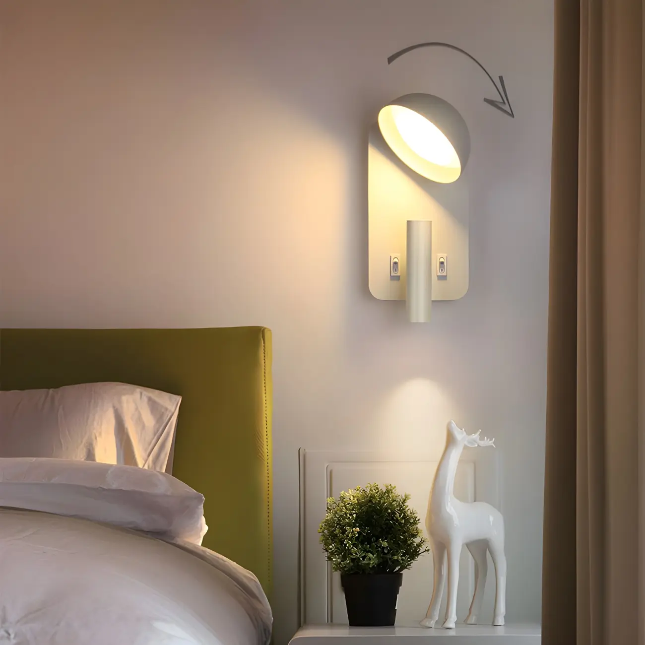 Modern Geometric Metal Wall Light for Bedroom Reading Image - 4 | homeyfad