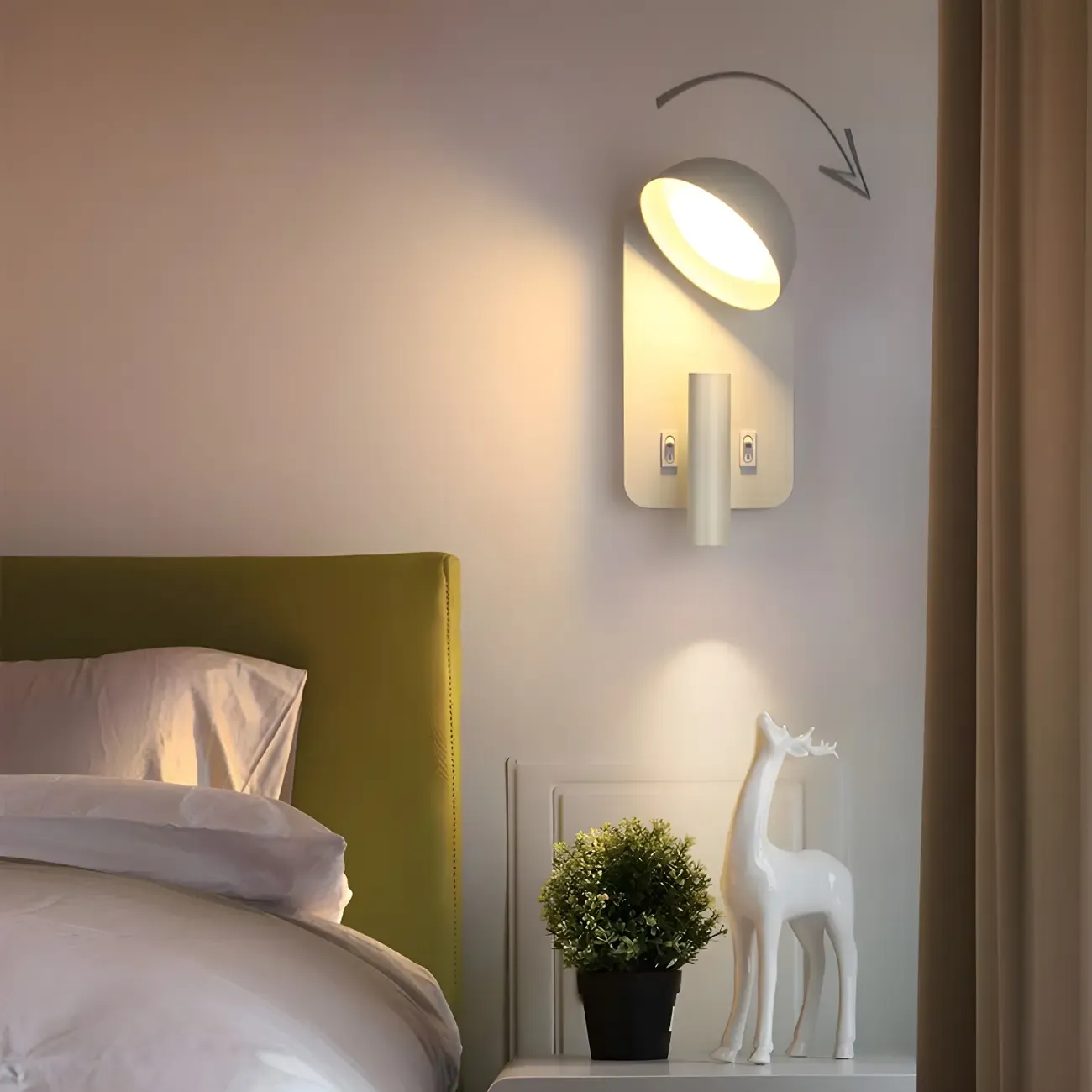 Modern Geometric Metal Wall Light for Bedroom Reading Image - 4