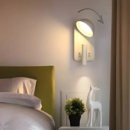 Modern Geometric Metal Wall Light for Bedroom Reading Image - 4