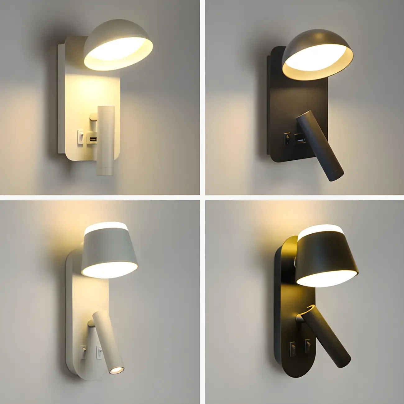 Modern Geometric Metal Wall Light for Bedroom Reading Image - 11