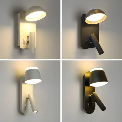 Modern Geometric Metal Wall Light for Bedroom Reading Image - 11