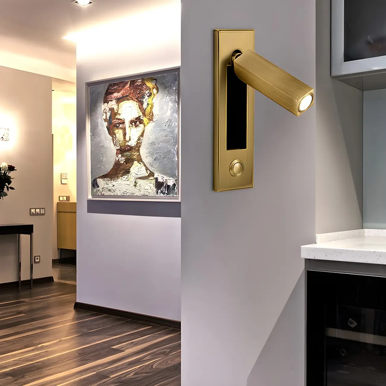 Modern Metal LED Wall Sconce with Switch for Bedroom Reading Image - 19