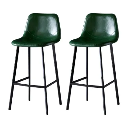 Bucket Low Back Upholstered Leather Counter Bar Stool Image - 19