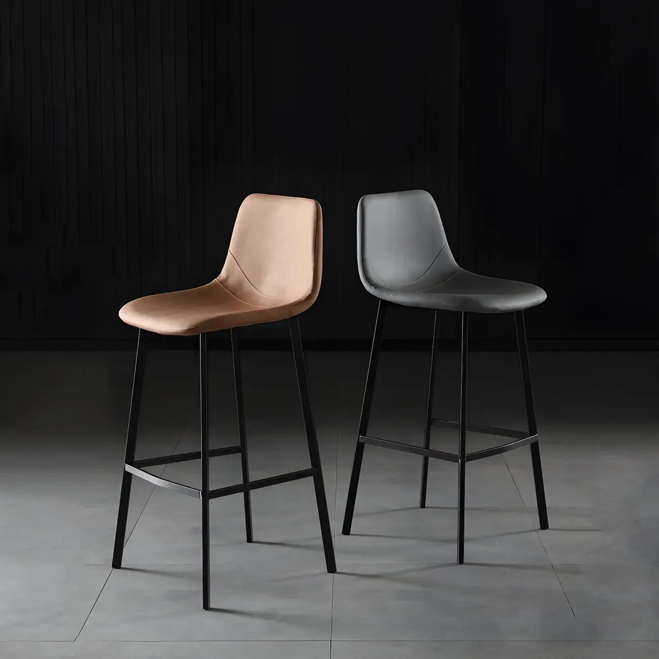 Bucket Low Back Upholstered Leather Counter Bar Stool Image - 14