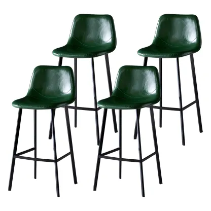 Bucket Low Back Upholstered Leather Counter Bar Stool Image - 20