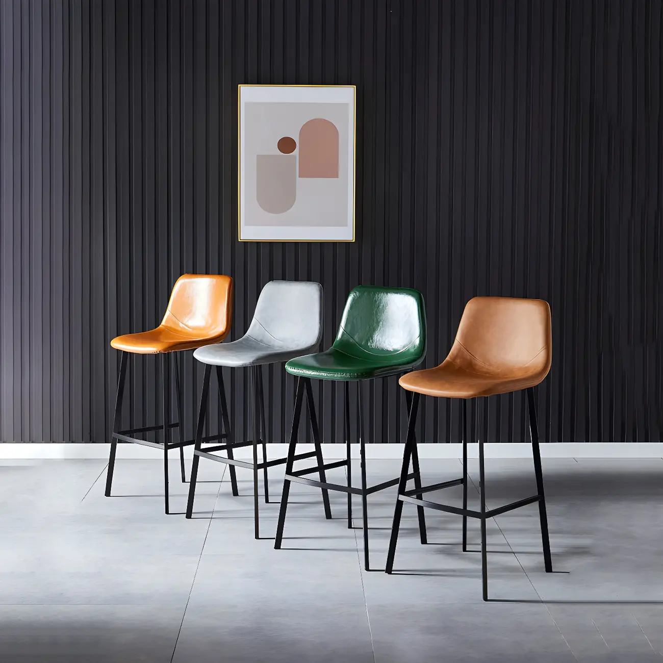 Bucket Low Back Upholstered Leather Counter Bar Stool Image - 5 | homeyfad