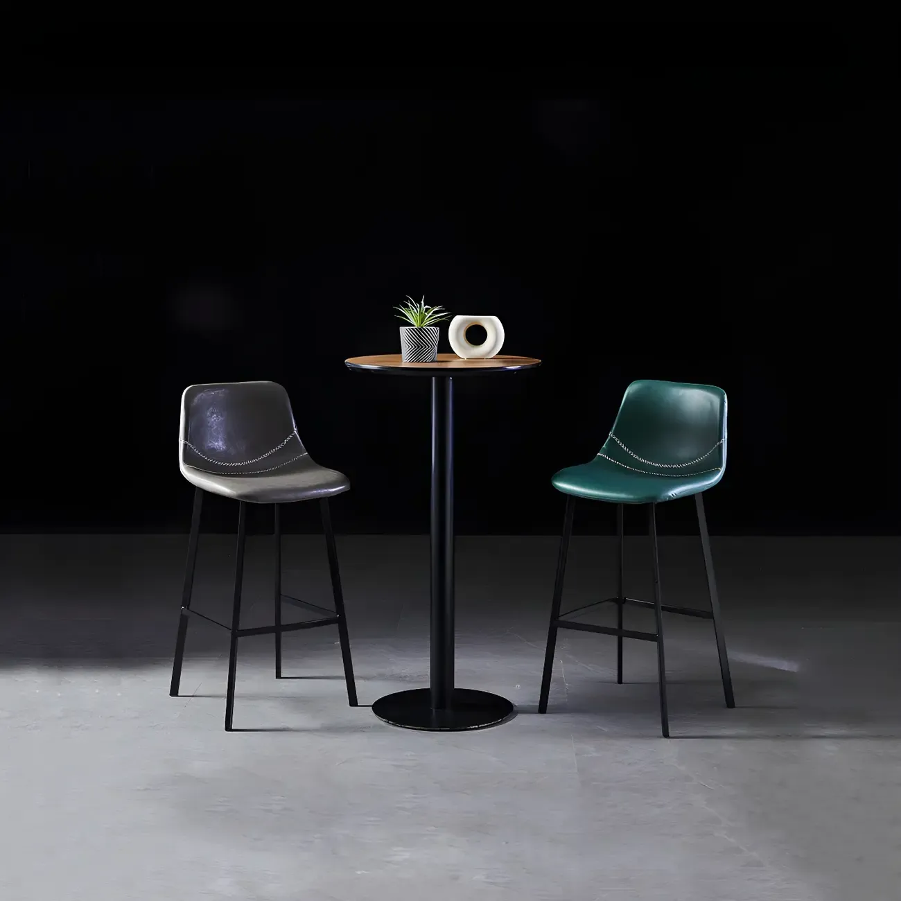 Bucket Low Back Upholstered Leather Counter Bar Stool Image - 17