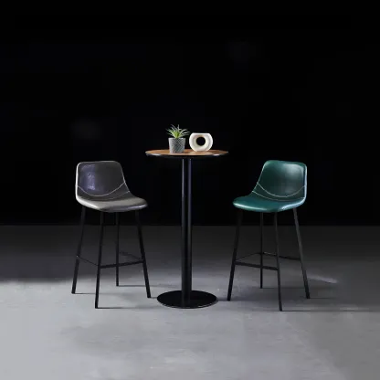 Bucket Low Back Upholstered Leather Counter Bar Stool Image - 17