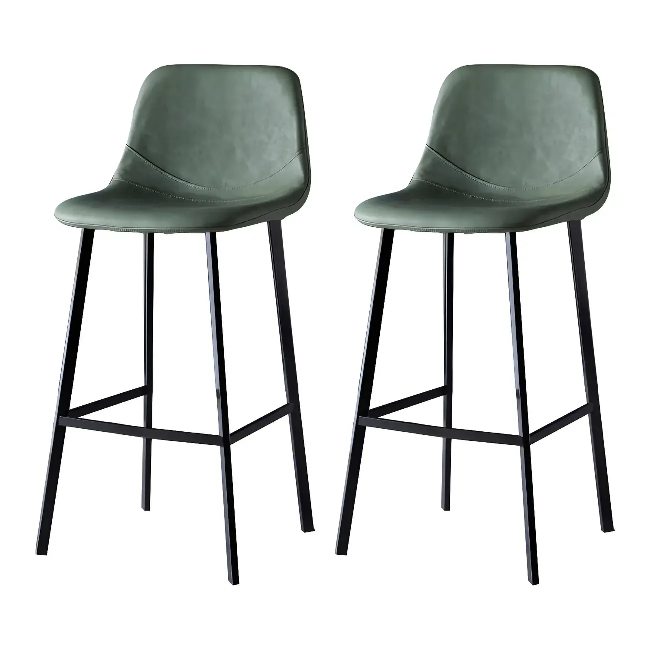 Bucket Low Back Upholstered Leather Counter Bar Stool Image - 22