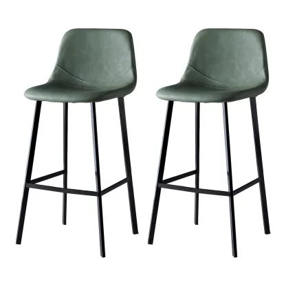 Bucket Low Back Upholstered Leather Counter Bar Stool Image - 22
